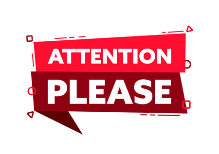 Speech bubble with the word Attention Please. Attention Please red label. Vector stock illustrationのイラスト素材