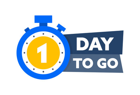 1 Day to go. Countdown timer. Countdown left days banner. Sale or promotion timer, alarm clockのイラスト素材