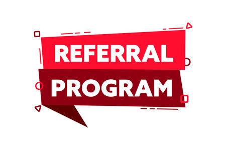 Speech bubble with the word Referral Program red label. Vector stock illustrationのイラスト素材
