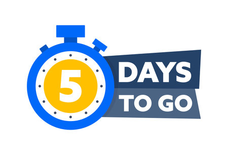 5 Days to go. Countdown timer. Countdown left days banner. Sale or promotion timer, alarm clockのイラスト素材