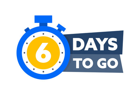 6 Days to go. Countdown timer. Countdown left days banner. Sale or promotion timer, alarm clockのイラスト素材