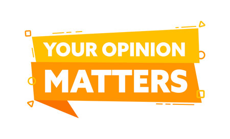 Speech bubble with the word Your Opinion Matters yellow label. Vector stock illustrationのイラスト素材