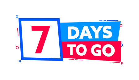 7 Days to go. Countdown timer. Countdown left days banner. Sale or promotion timer, alarm clockのイラスト素材