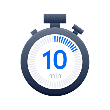 10 min timer and Stopwatch icons. Countdown symbol. Kitchen timer icon. Vector illustrationのイラスト素材