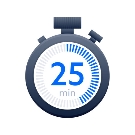 25 min timer and Stopwatch icons. Countdown symbol. Kitchen timer icon. Vector illustrationのイラスト素材