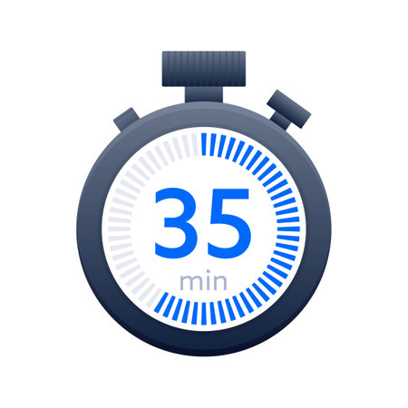 35 min timer and Stopwatch icons. Countdown symbol. Kitchen timer icon. Vector illustrationのイラスト素材