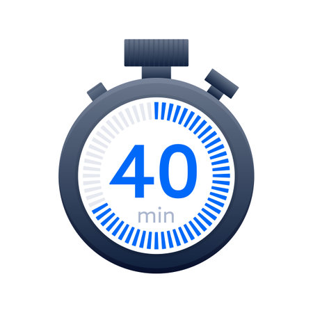 40 min timer and Stopwatch icons. Countdown symbol. Kitchen timer icon. Vector illustrationのイラスト素材