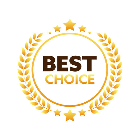 Gold medal for Best Choice. Retail badge. Best Choice tag. Vector stock illustrationのイラスト素材