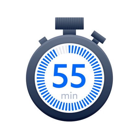 55 min timer and Stopwatch icons. Countdown symbol. Kitchen timer icon. Vector illustrationのイラスト素材
