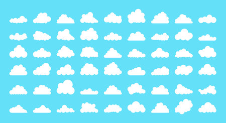 Set of Clouds silhouettes. Abstract white cloudy set. Vector stock illustrationのイラスト素材
