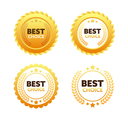 Gold medal for Best Choice. Retail badge. Best Choice tag. Vector stock illustrationのイラスト素材