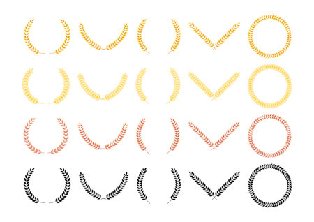 Gold Award laurel frame wreath. Winner award set. Vector stock illustrationのイラスト素材