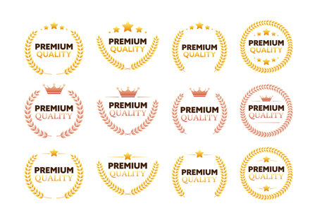 Premium quality Golden Medal. Quality Badges. Vector stock illustrationのイラスト素材