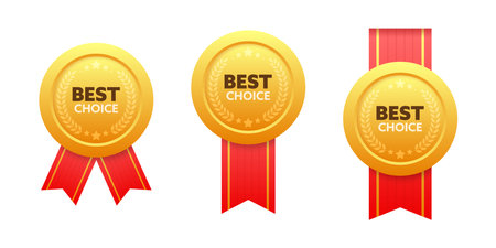 Gold medal for Best Choice. Retail badge. Best Choice tag. Vector stock illustrationのイラスト素材