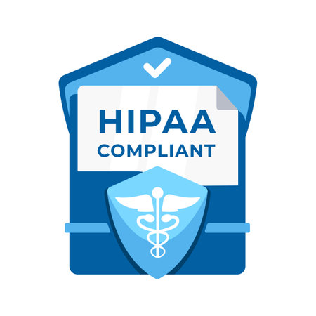 HIPAA compliant badge, symbolizing adherence to health information privacy and security standards in...