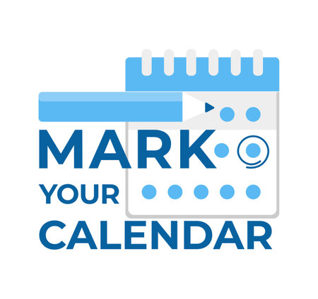 Calendar with the phrase MARK YOUR CALENDAR , ideal for event planning, reminders, and scheduling promotionsのイラスト素材