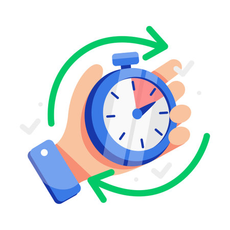 Featuring a stopwatch in hand, encapsulating concepts of time management, deadlines, and efficiency in task completionのイラスト素材