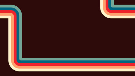 Retro 1970s Abstract Vector Background, Colorful Geometric Shapes and Lines, Vintage Seventies Pattern Design, Minimalist Artworkのイラスト素材