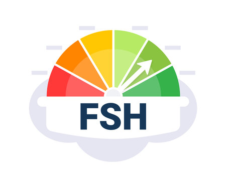Vibrant Follicle Stimulating Hormone FSH Level Meter Vector Illustration with Color Coded Index Zonesのイラスト素材
