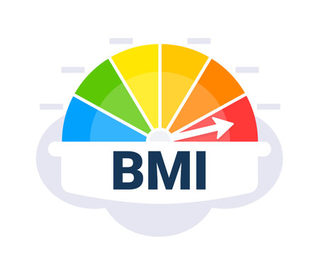 Body Mass Index BMI Measurement Indicator Vector Illustration with Color Coded Health Zonesのイラスト素材