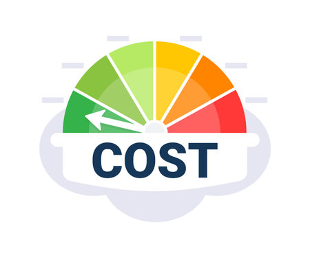 Financial Expense Tracker with Cost Efficiency Meter Vector Illustration and Budget Zonesのイラスト素材