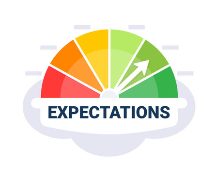 Expectations Gauge with Arrow Indicating Surpassing Goals Vector Illustrationのイラスト素材