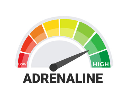 Adrenaline Level Indicator Conceptual Vector Illustration, Stress and Excitement Measurementのイラスト素材