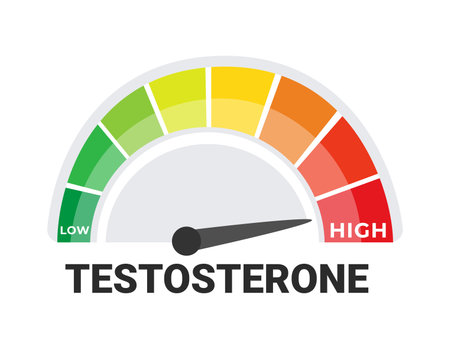 Testosterone Level Indicator Graphic with Low High Scale, Hormonal Health and Endocrinology Conceptのイラスト素材