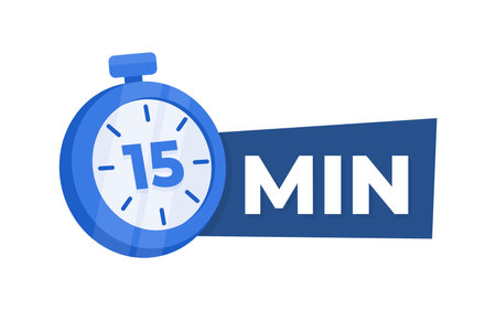 15 Minute Countdown Timer Icon Blue Stopwatch for Time Management and Productivity Conceptのイラスト素材