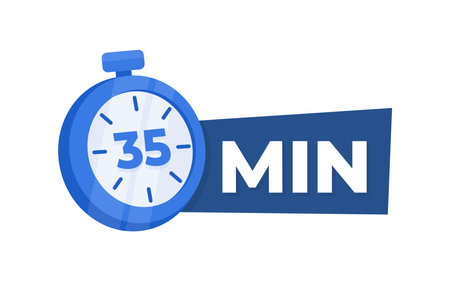 35 Minute Countdown Timer Icon Blue Stopwatch for Time Management and Productivity Conceptのイラスト素材