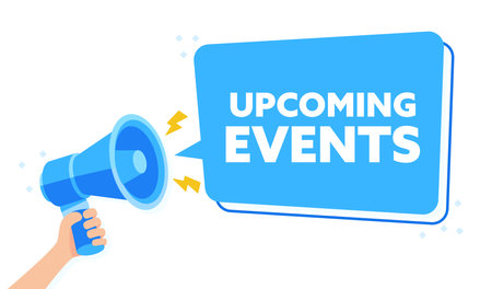 Informative Vector Illustration of Hand Holding Megaphone to Announce Upcoming Eventsのイラスト素材