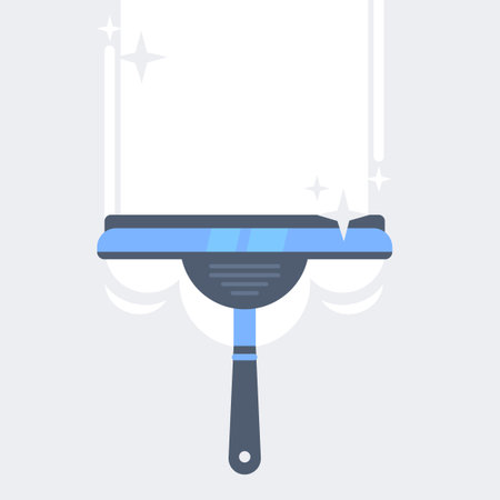 Window cleaning. Glass scraper glides over the glass. Vector illustration