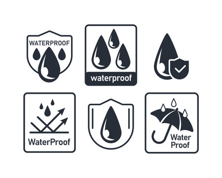 Waterproof icons. Water Proof sign. Water protection, liquid proof protection. Vector illustrationのイラスト素材