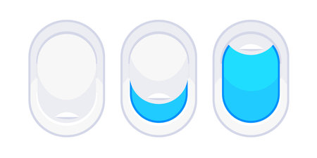 Airplane window porthole. Aircraft Windows. Vector illustration.のイラスト素材