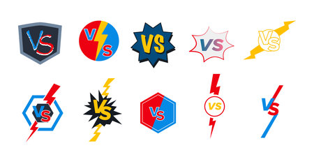 Collection of Versus Battle Icons Set. Vector illustrationのイラスト素材