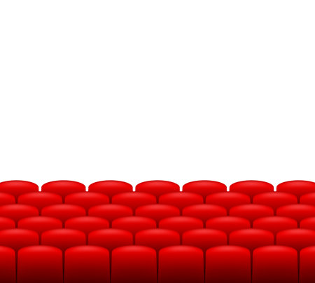 Red movie theater seats for comfortable watching film. Cinema chair. Vector illustrationのイラスト素材