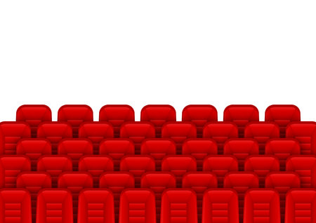 Red movie theater seats for comfortable watching film. Cinema chair. Vector illustrationのイラスト素材