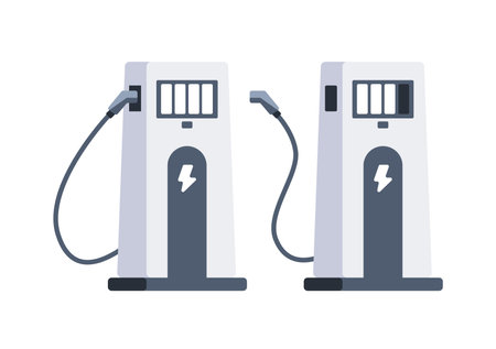 Car EV Charging station. Electric vehicle. Auto accumulator recharging. Alternative fuel. Vector illustrationのイラスト素材