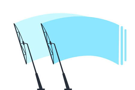 Car windscreen wipe glass. Wiper cleans the winshield. Vector illustrationのイラスト素材