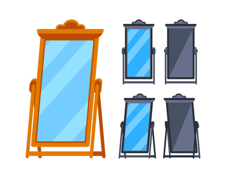 Fitting floor mirror. Furniture decor accessory. Home interior, furnitureのイラスト素材