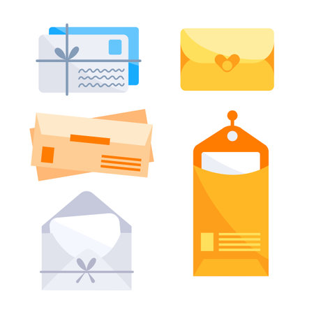Envelope letter Handmade. Post cards. Invitation letters. Paper mail letterのイラスト素材