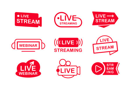Live stream   icon Collection. Live online broadcasting, streaming. Social mediaのイラスト素材