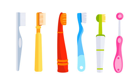 Toothbrush Collection. Mouth cleaning tools. Electric toothbrush. Products for oral hygiene.のイラスト素材
