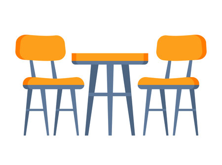 Set of modern chairs and tables. Furniture for office, cafe, Restaurant. Home kitchen interiorのイラスト素材