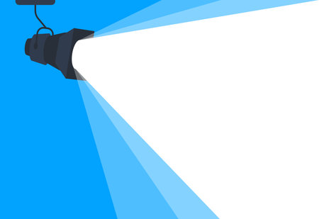 Bright spotlight shines on a blue background, creating space for your message. Simple, modern design illuminates and draws attention to key informationのイラスト素材
