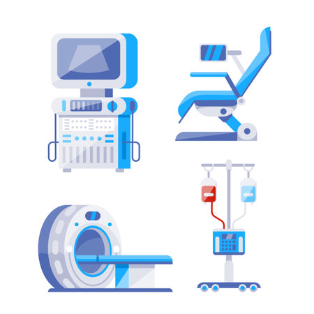 Hospital medical diagnostic equipment healthcare technology set. Medical machineのイラスト素材