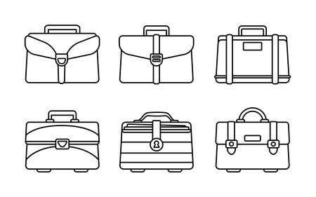 Set of briefcases depicting business and finance conceptsのイラスト素材