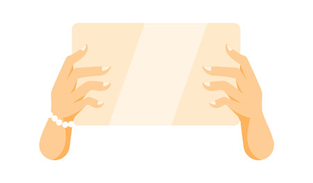 Woman hands holding blank card with copy space for advertising or promoting messageのイラスト素材
