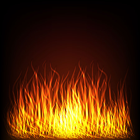 Vector - Abstract background with fire flames frame and copyspace for text. Vector illustration. Burning fire frame. Vector Fiery Background. Campfire. Transparent fire flamesのイラスト素材