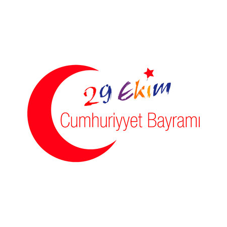 Turkey National Celebration Card, Badge, Banner or Poster Vector Design - English "Republic Day, October 29のイラスト素材